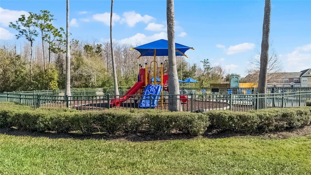 view of play area with a lawn