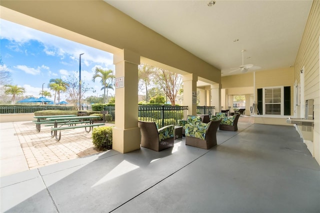 view of patio / terrace with ceiling fan