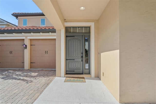 entrance to property with a garage