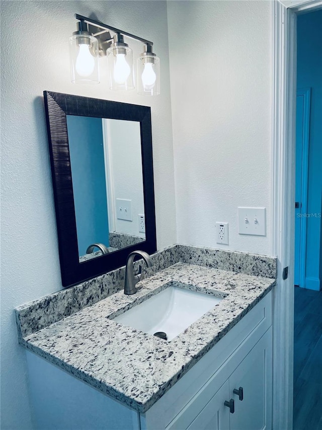 bathroom featuring wood finished floors and vanity