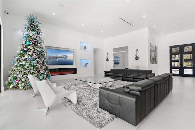 living room featuring french doors