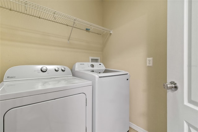 laundry area featuring independent washer and dryer