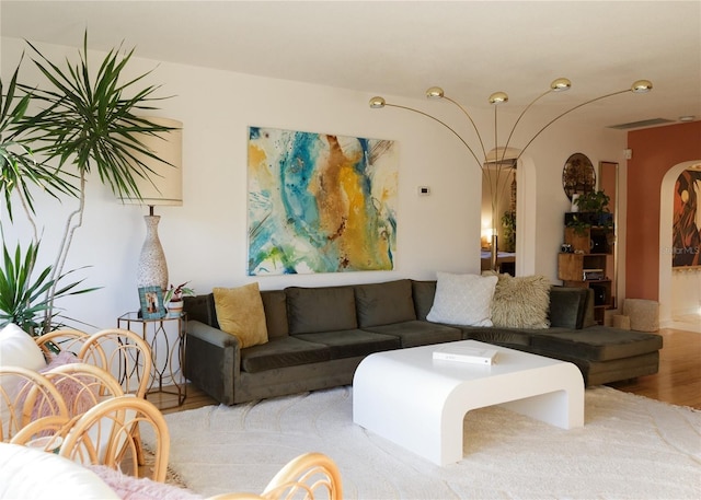 living room featuring hardwood / wood-style floors