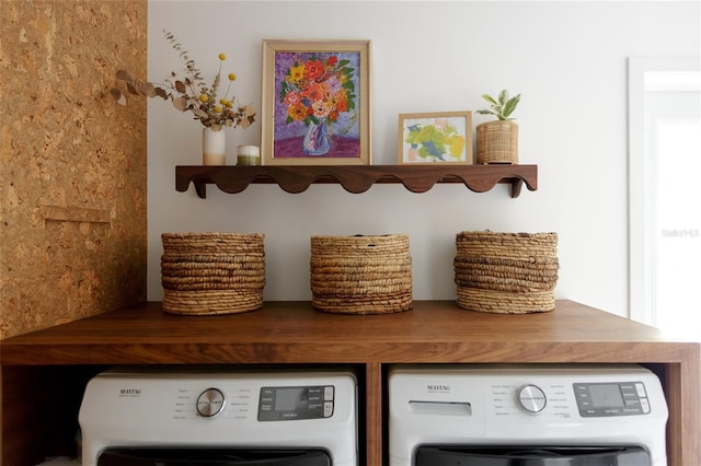 interior details featuring washer and clothes dryer