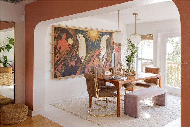 dining area featuring light hardwood / wood-style flooring