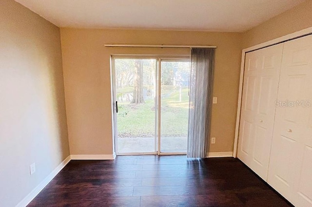 doorway featuring dark wood-type flooring