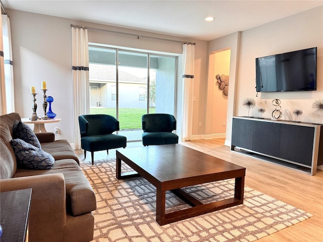 living room with hardwood / wood-style floors