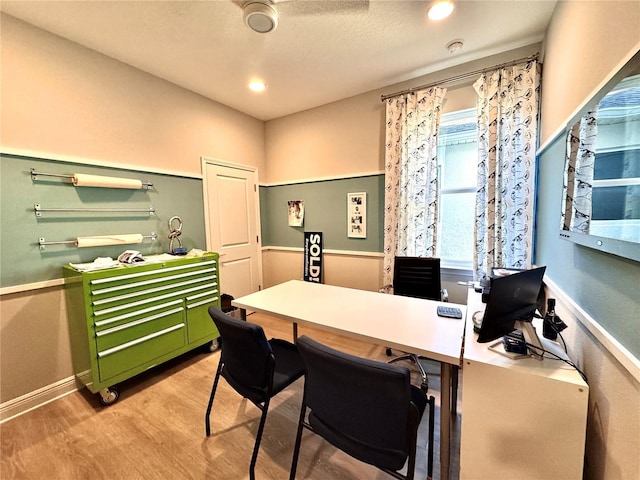 office area featuring light hardwood / wood-style floors