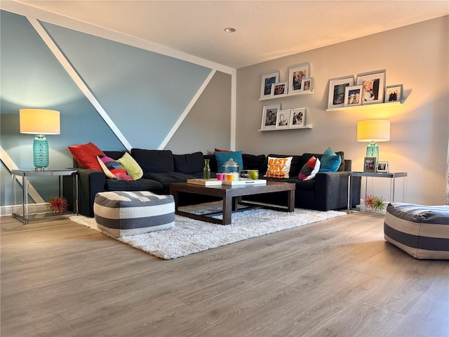 living room with hardwood / wood-style flooring