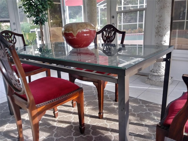 view of tiled dining area