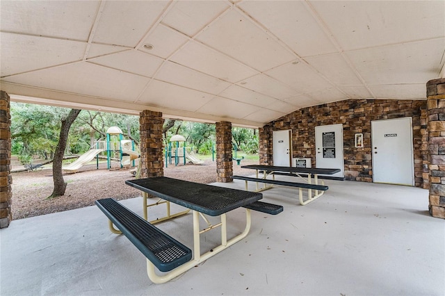 view of patio with a playground