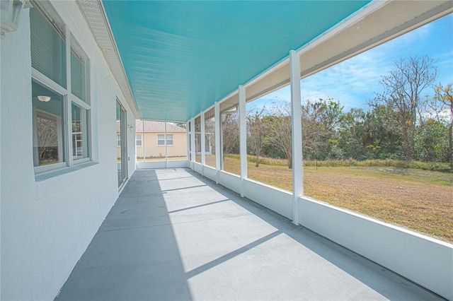 view of unfurnished sunroom