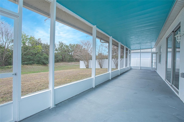 view of unfurnished sunroom