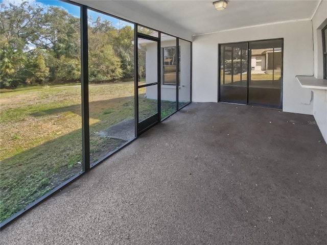 view of unfurnished sunroom