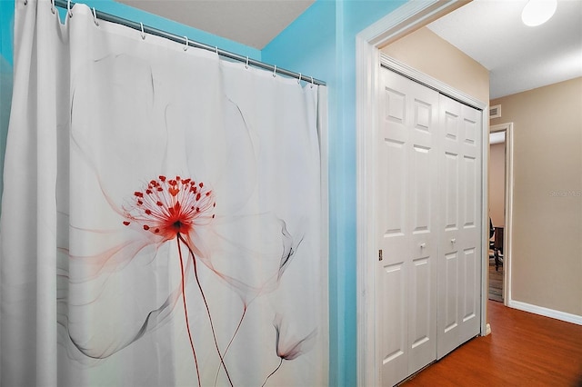 bathroom featuring hardwood / wood-style floors