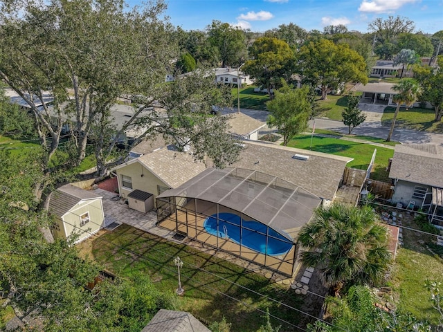 drone / aerial view with a residential view