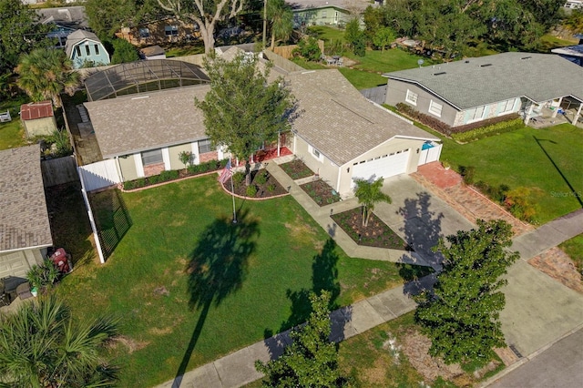 aerial view with a residential view