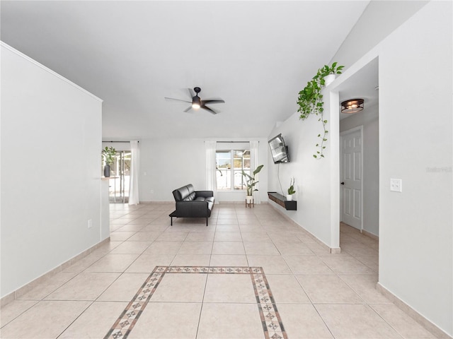 hallway with light tile patterned floors