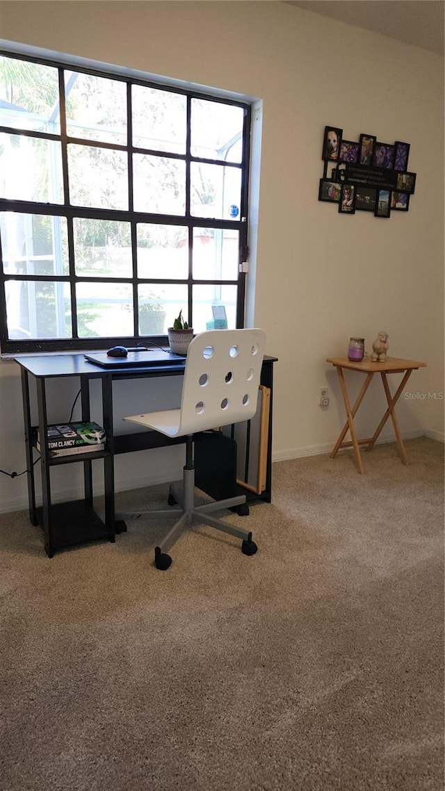 office area featuring carpet floors and a healthy amount of sunlight