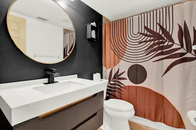 11419 Donneymoor Dr, Riverview, FL 33569 - bathroom with vanity, tile patterned flooring, and a shower with curtain