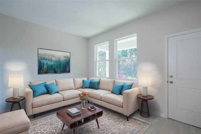 living room with wood-type flooring