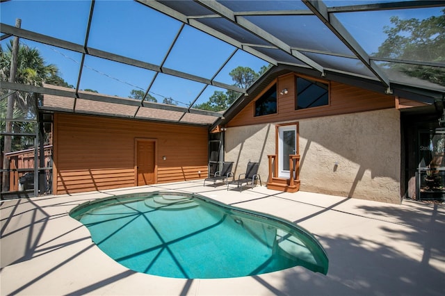 2929 Lakeshore Dr, Mount Dora, FL 32757 - outdoor pool with a patio, entry steps, and glass enclosure