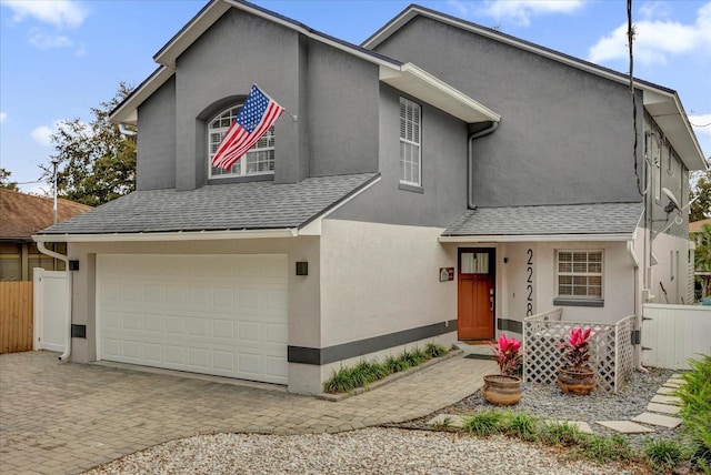 view of front property with a garage