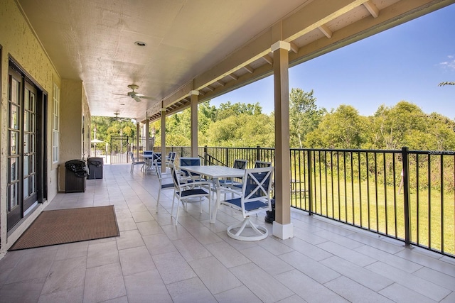 view of patio / terrace featuring ceiling fan