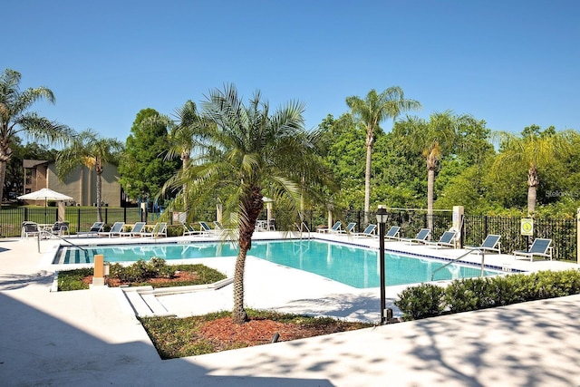 view of pool featuring a patio