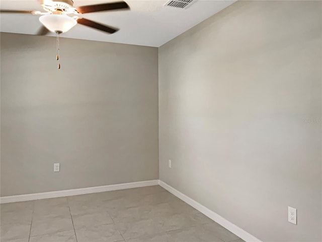 spare room featuring ceiling fan