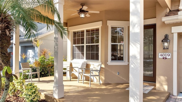 view of patio / terrace with ceiling fan