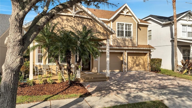 view of front of property featuring a garage