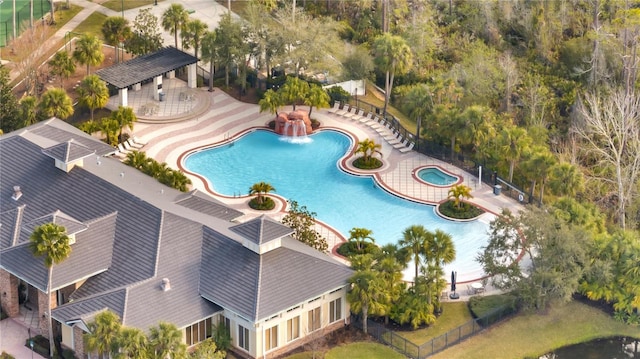 view of swimming pool with a patio