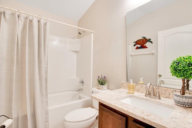 full bathroom featuring vanity, toilet, and shower / bath combo with shower curtain