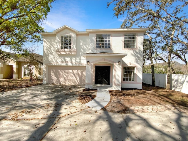 front facade with a garage