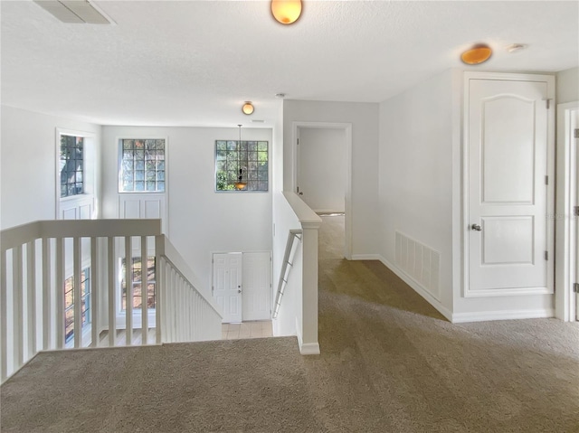 hallway with carpet floors