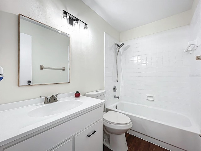 1970 Larkwood Dr, Apopka, FL 32703 - bathroom featuring toilet, shower / bath combination, wood finished floors, and vanity