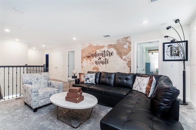 living room with carpet flooring