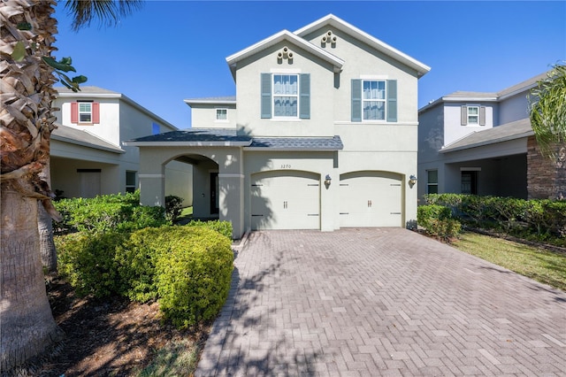 view of front property with a garage