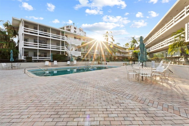 view of pool featuring a patio