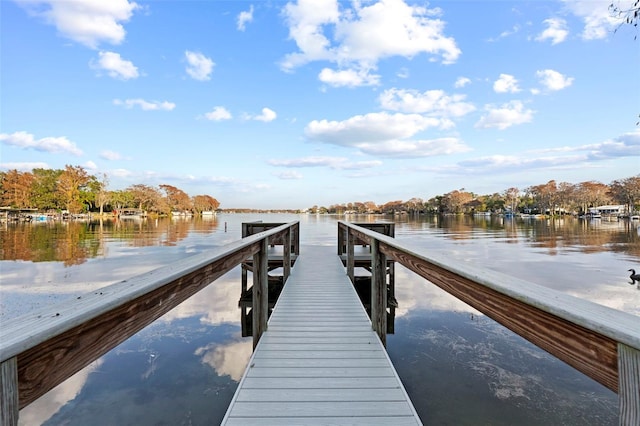 view of dock featuring a water view