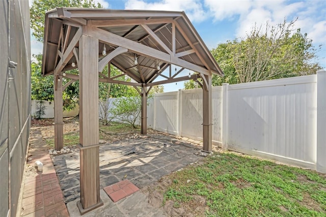 view of patio / terrace featuring a gazebo