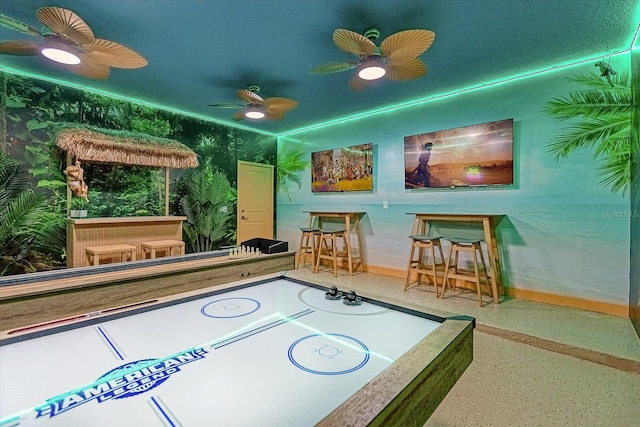 game room featuring ceiling fan