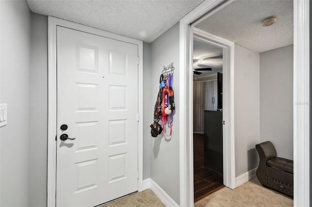 interior space with a textured ceiling