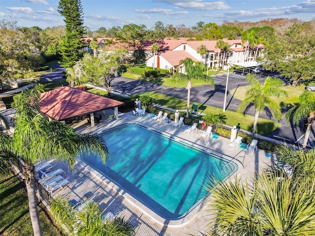 view of pool with a gazebo and a patio area