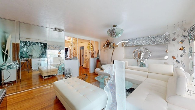 living room with hardwood / wood-style floors