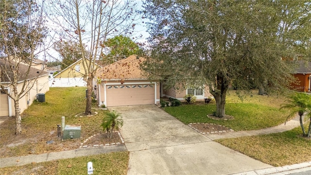 view of front facade featuring a garage and a front yard