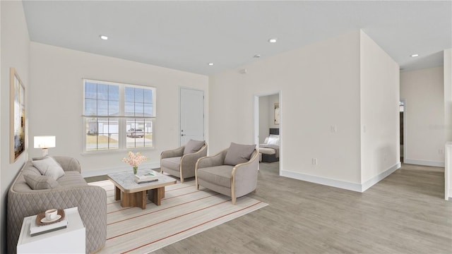 living room featuring light wood-type flooring