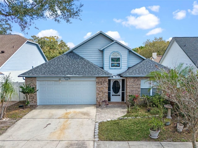 front of property with a garage