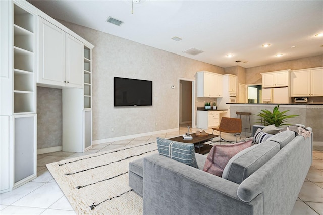 view of tiled living room